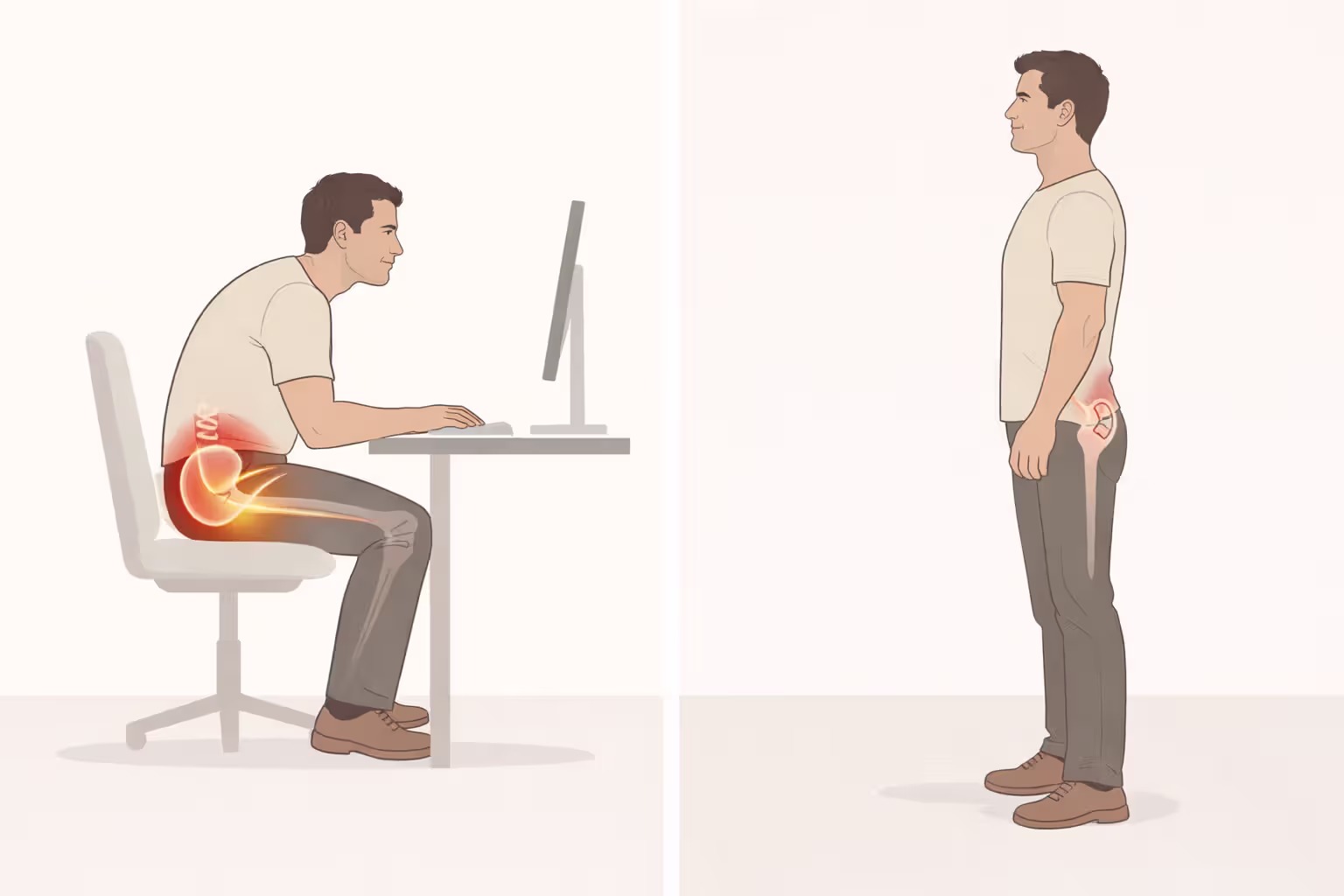 Poor posture vs corrected alignment: how sitting affects your hips