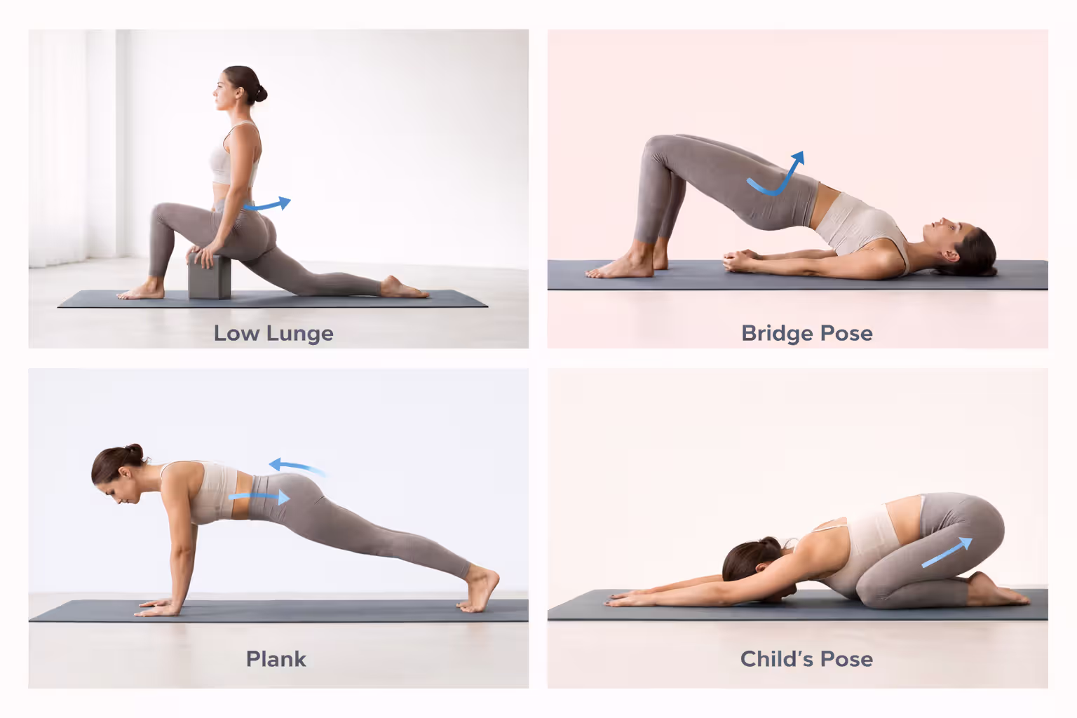Key yoga poses to correct anterior pelvic tilt — quick visual reference