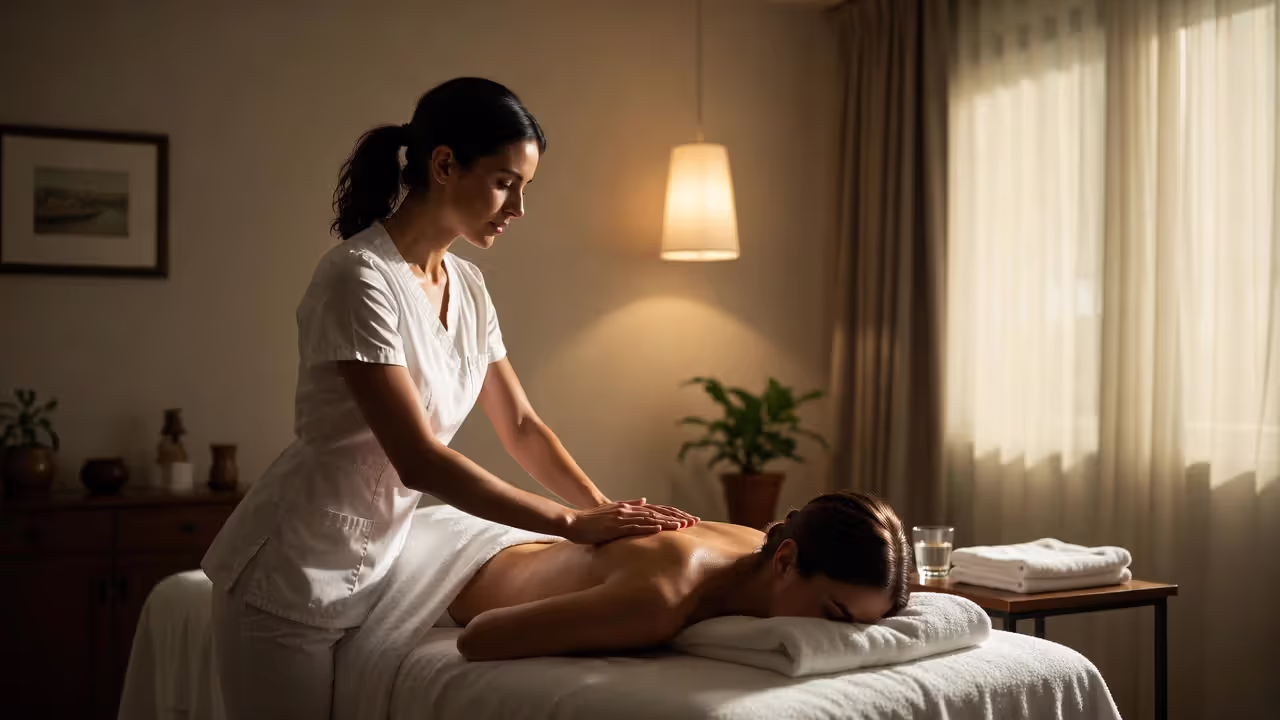 On-site spa treatment included in a luxury yoga retreat package.